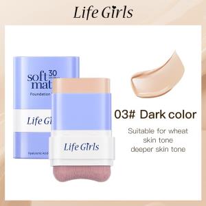 Podkład w sztyfcie z wbudowanym pędzlem, SPF 30 – odcień 03 ciemny  LG8091  Life Girls Softmatte fou