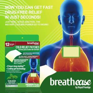 Breathease plastry chłodzące z mentolem – uczucie świeżości i komfortu, 12 szt. 止咳舒缓贴 