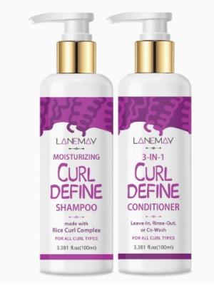LANEMAY Curl Define – zestaw do włosów kręconych, szampon + odżywka 3 w 1, 2 × 100 ml 200ML洗护发套装